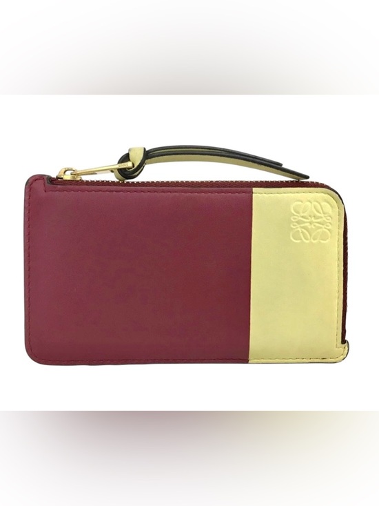 Loewe Handbags - ✨🛍️ Loewe Anagram Burgundy & Yellow Leather Card Holder Pouch